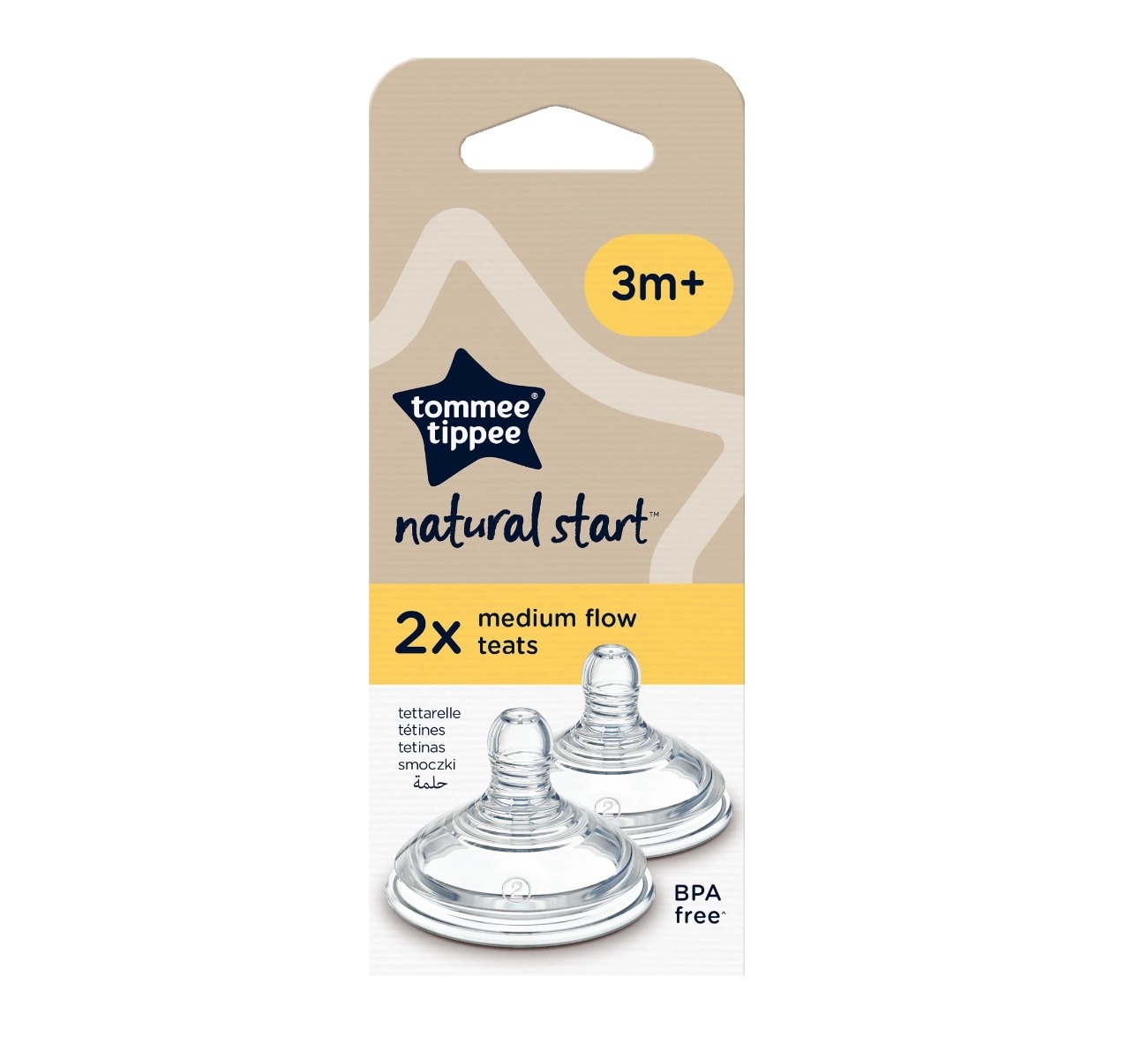 Set 2 tetine cu debit mediu Tommee Tippee Easy Vent 3 luni + - poza 1