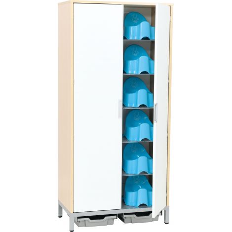 Set 2 usi albe pentru Dulap cu polite metalice pentru 12 olite - poza 2