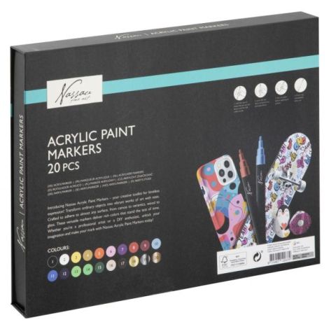 Set 20 markere acrilice, Fine Art, Nassau - poza 2
