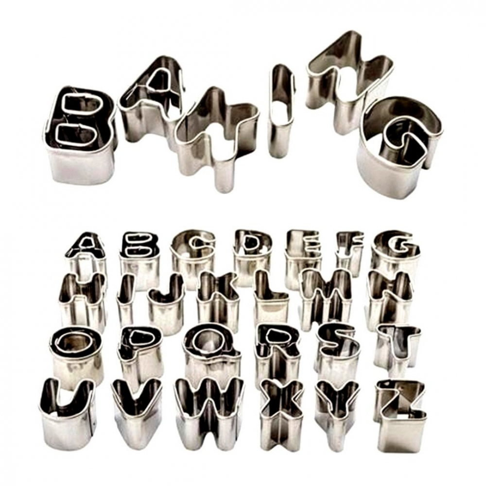 Set 26 forme decupatoare pentru biscuiti, litere metalice,abecedar,3 cm