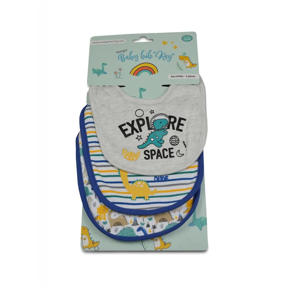 Set 3 bavete pentru bebelusi Cangaroo Kay Albastru - poza 2