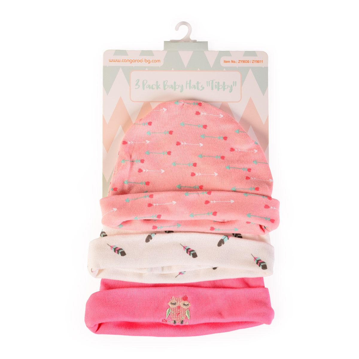 Set 3 caciulite pentru bebelusi Cangaroo Tibby pink - poza 1