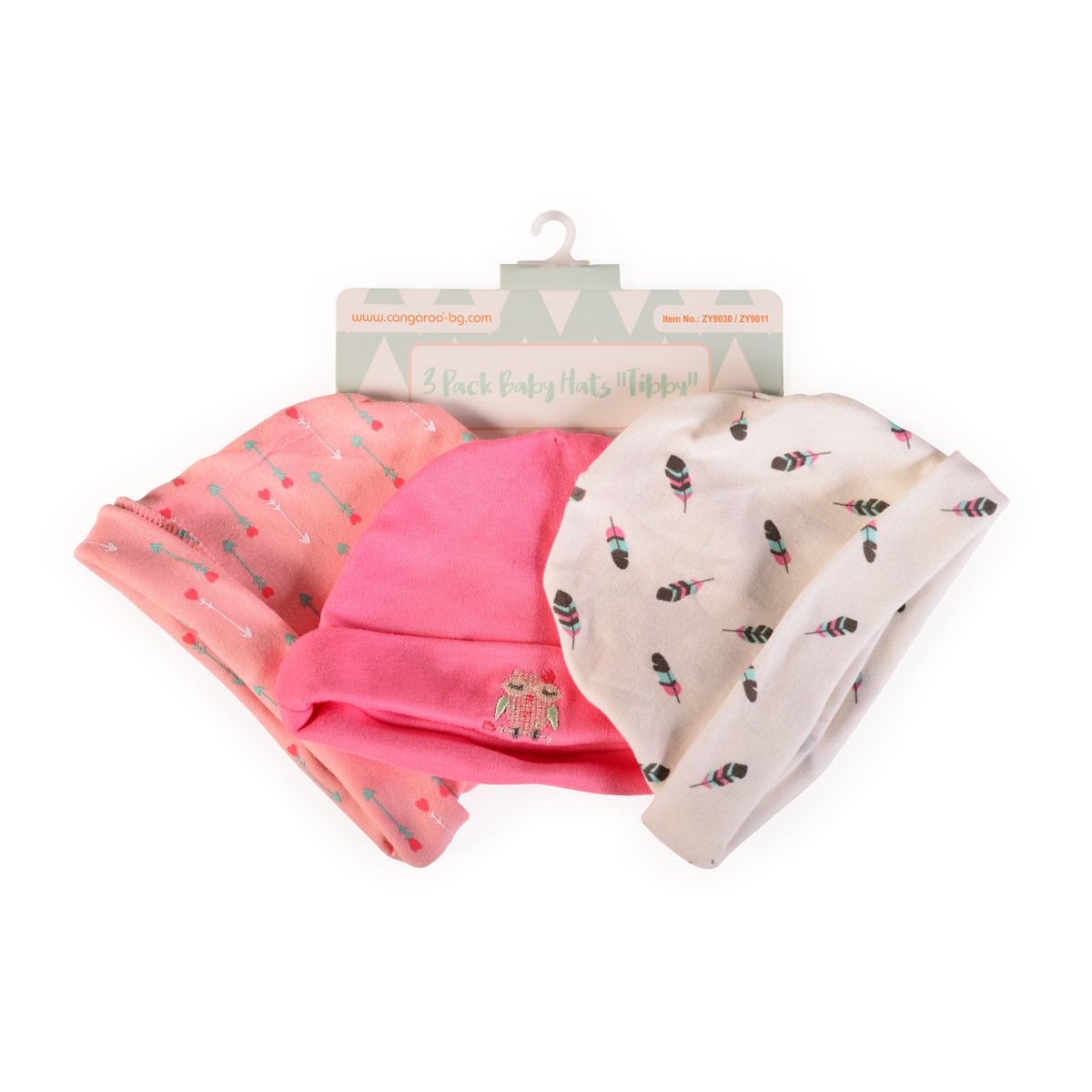 Set 3 caciulite pentru bebelusi Cangaroo Tibby pink - poza 2