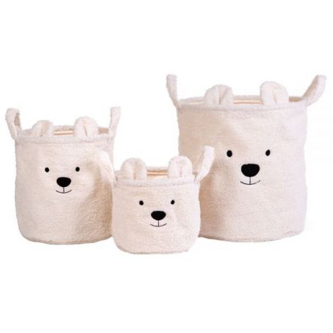 Set 3 cosuri depozitare Childhome Teddy Alb - poza 1