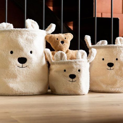 Set 3 cosuri depozitare Childhome Teddy Alb - poza 2