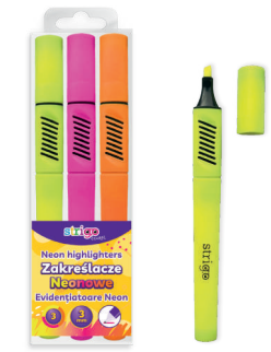 Set 3 evidentiatoare Strigo neon, triunghiulare, varf tesit