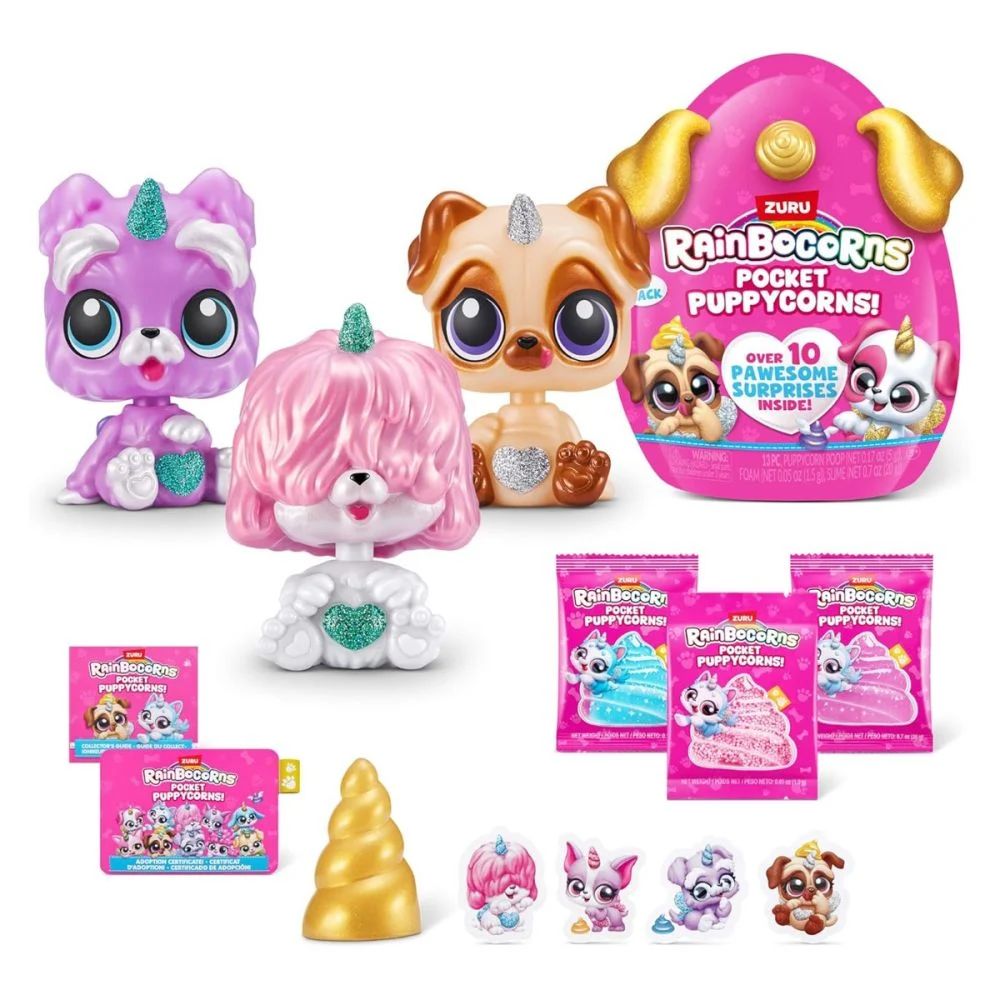 Set 3 figurine surpriza Rainbocorns Pocket Puppycorns - poza 1