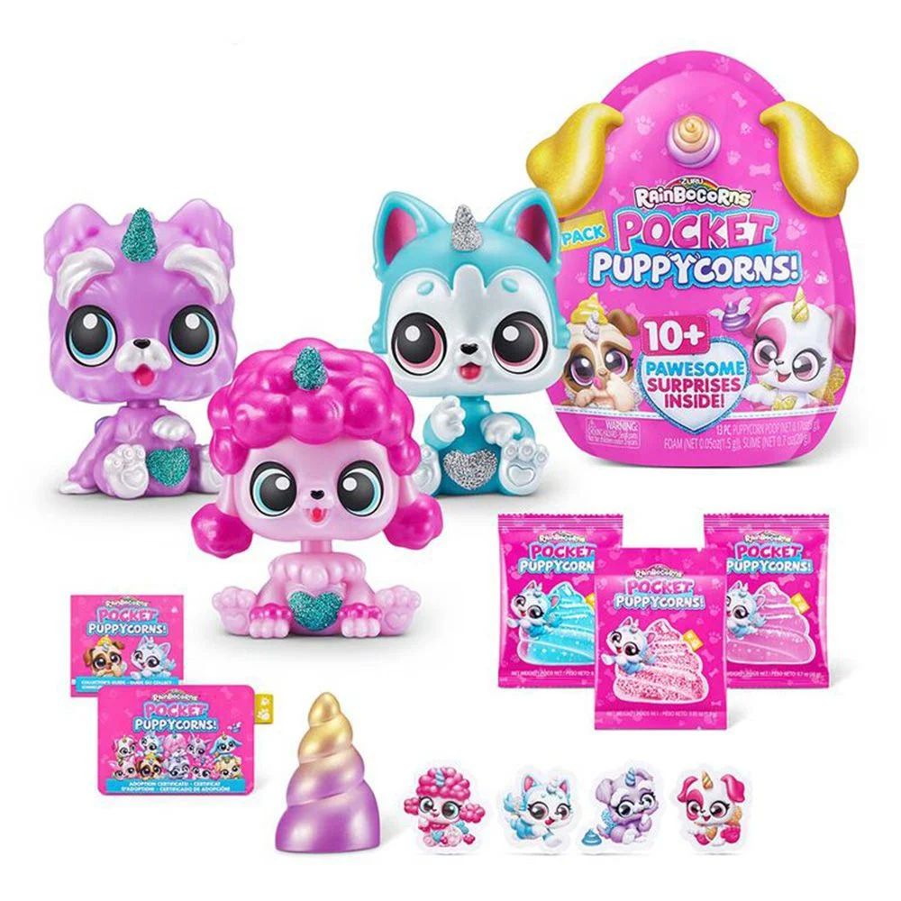 Set 3 figurine surpriza Rainbocorns Pocket Puppycorns - poza 2