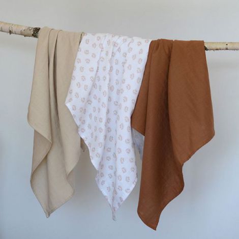 Set 3 Museline Beaba bumbac organic 70x70 cm Herisson Marron - poza 5