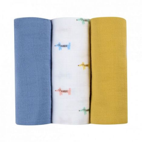 Set 3 Museline Beaba bumbac organic 70x70 cm Teckel Beige - poza 1