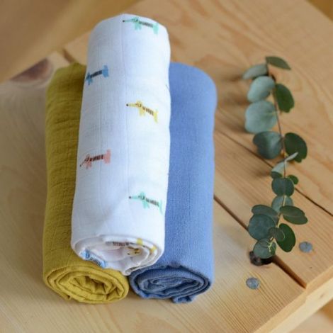 Set 3 Museline Beaba bumbac organic 70x70 cm Teckel Beige - poza 4