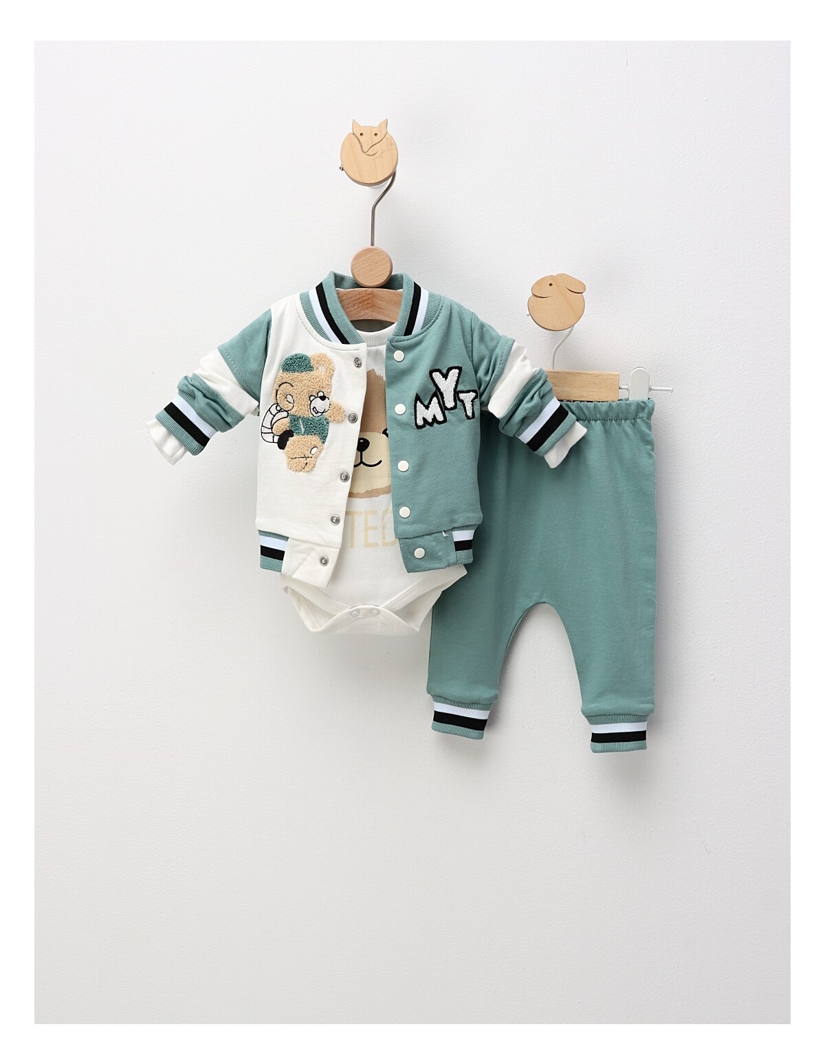 Set 3 piese, Mr Teddy, cu verde