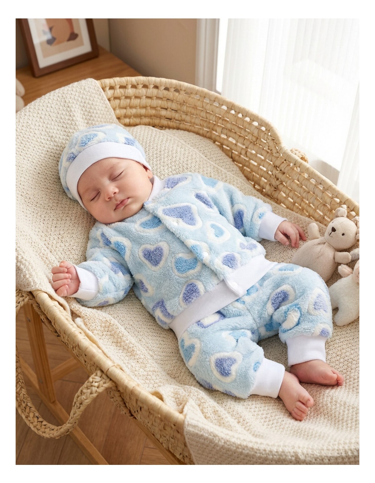 Set 3 piese, Super Cocolino, inimi blue