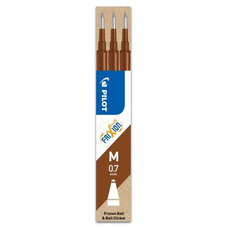 Set 3 rezerve roller Frixion Ball Pilot 0.7 mm varf mediu,maro