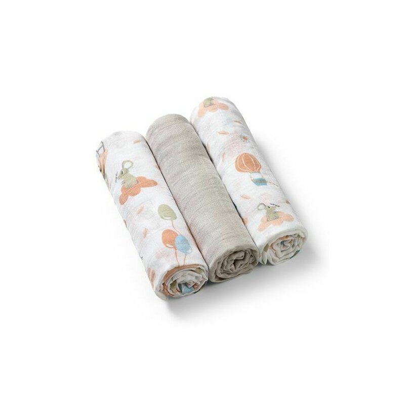 Set 3 scutece, BabyOno, Multifunctionale, 70x70 cm, Bambus si bumbac, 0 luni+, Gri/Multicolor