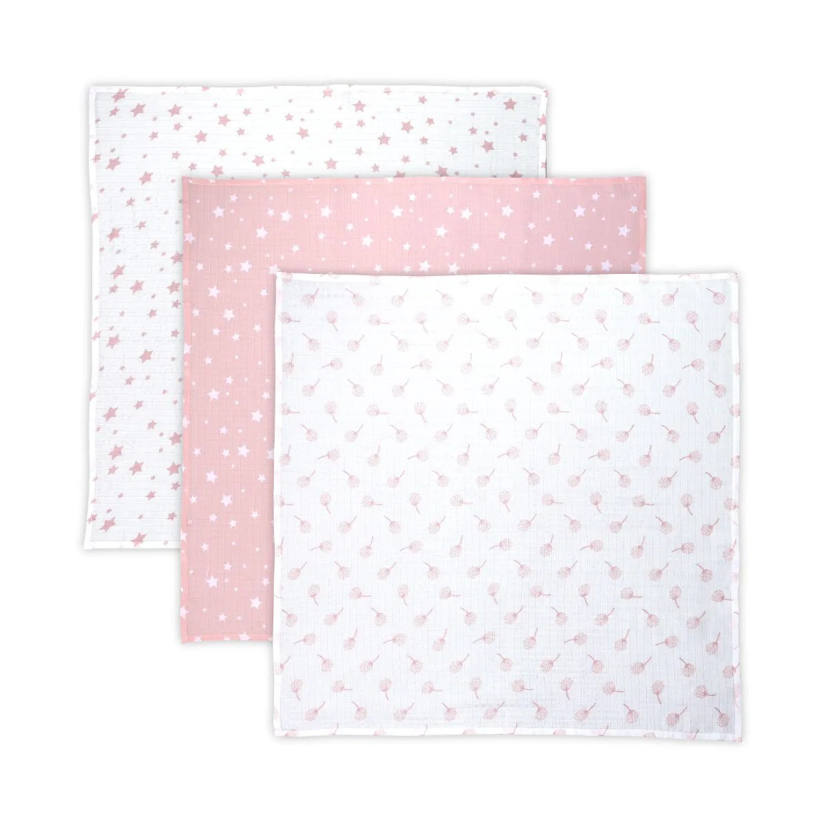 Set 3 scutece din muselin Lorelli Classic 80x80 cm Mellow Rose - poza 1