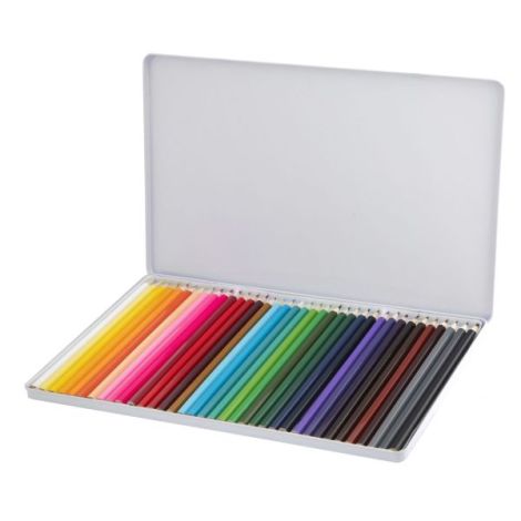 Set 36 creioane colorate in cutie metalica, Moxy - poza 4