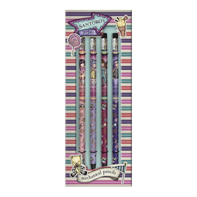Set 4 creioane mecanice cu radiera Gorjuss Fairground - poza 1