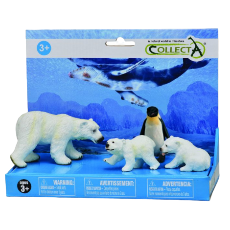 Set 4 figurine pictate manual Ursi polari si pinguin - poza 1