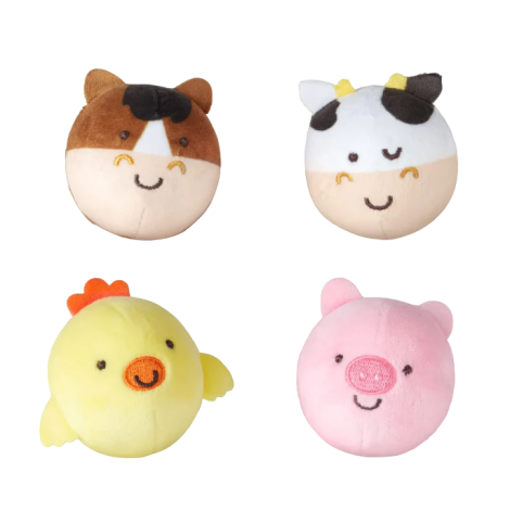 Set 4 jucarii de plus pentru bebelusi si copii, animale de rostogolit, Rollables Farm Friends, Melissa&Doug 30734 - poza 1