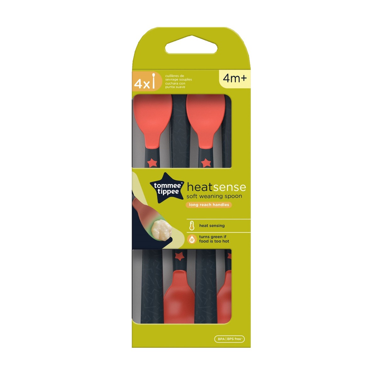 Set 4 linguri termice cu strat antibacterian Tommee Tippee 4 luni + - poza 2