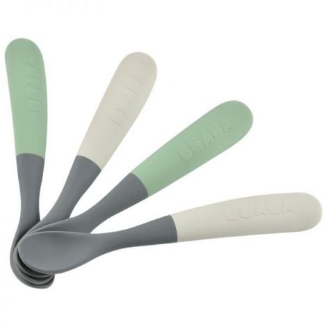 Set 4 lingurite silicon +4 luni Beaba Bicolor Mineral - poza 1