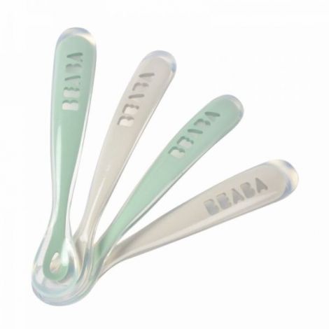 Set 4 lingurite silicon +4 luni Beaba Sage Green - poza 1