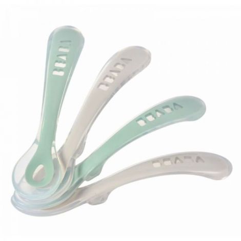 Set 4 lingurite silicon +8 luni Beaba Sage Green - poza 1