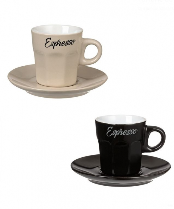 Set 4 piese pentru cafea, Ceramica, Design Espresso,80 ml