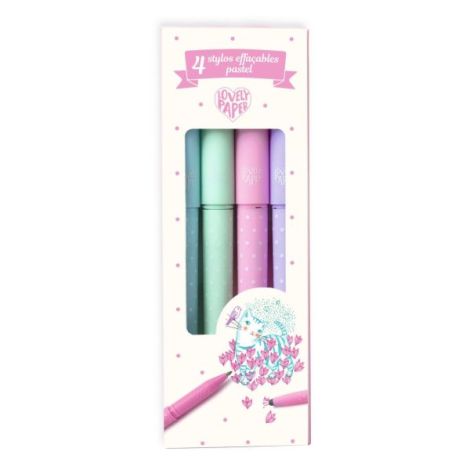 Set 4 pixuri cu radiera culori pastel, Djeco - poza 3