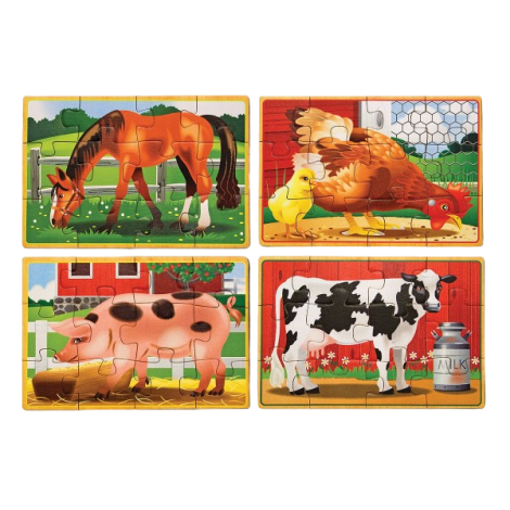 Set 4 puzzle 12 piese, din lemn, in cutie - Animale domestice Melissa & Doug 3793 - poza 1