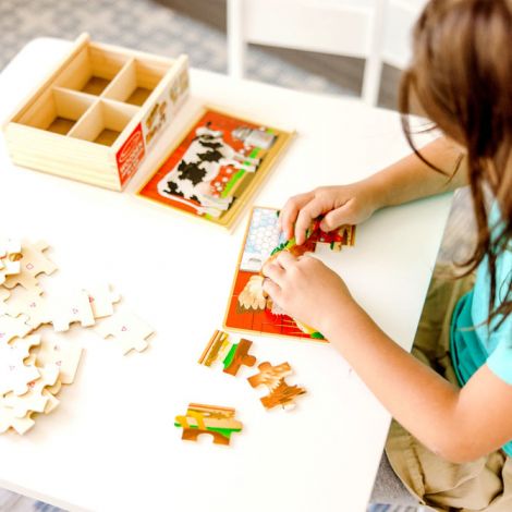 Set 4 puzzle 12 piese, din lemn, in cutie - Animale domestice Melissa & Doug 3793 - poza 2
