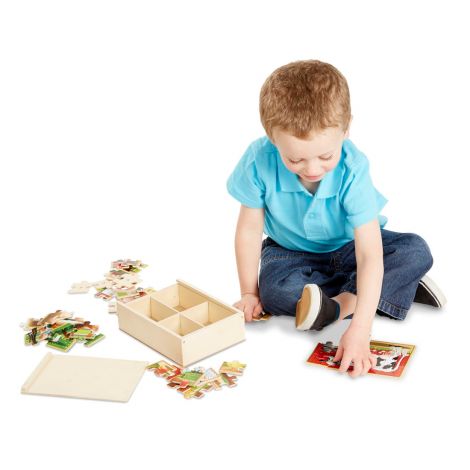 Set 4 puzzle 12 piese, din lemn, in cutie - Animale domestice Melissa & Doug 3793 - poza 4