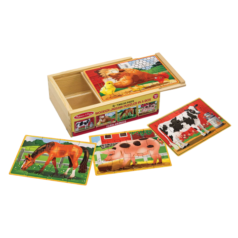 Set 4 puzzle 12 piese, din lemn, in cutie - Animale domestice Melissa & Doug 3793 - poza 5