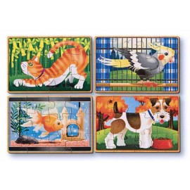 Set 4 puzzle lemn in cutie - Animale de companie - poza 1