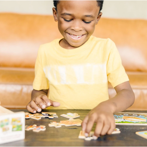 Set 4 puzzle lemn in cutie Vehicule pentru constructii Melissa and Doug - poza 3
