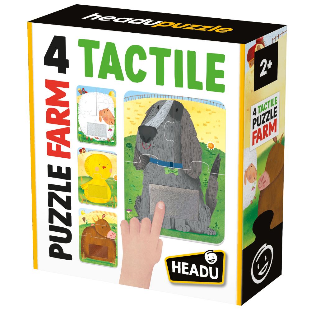 Set 4 puzzle tactil animale cu piese mari Headu - poza 1
