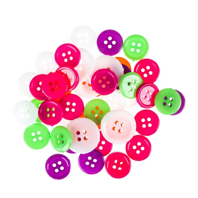 Set 45 nasturi colorati pentru activitati crafts,Plastic,