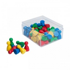 Set 48 pioni din lemn colorati
