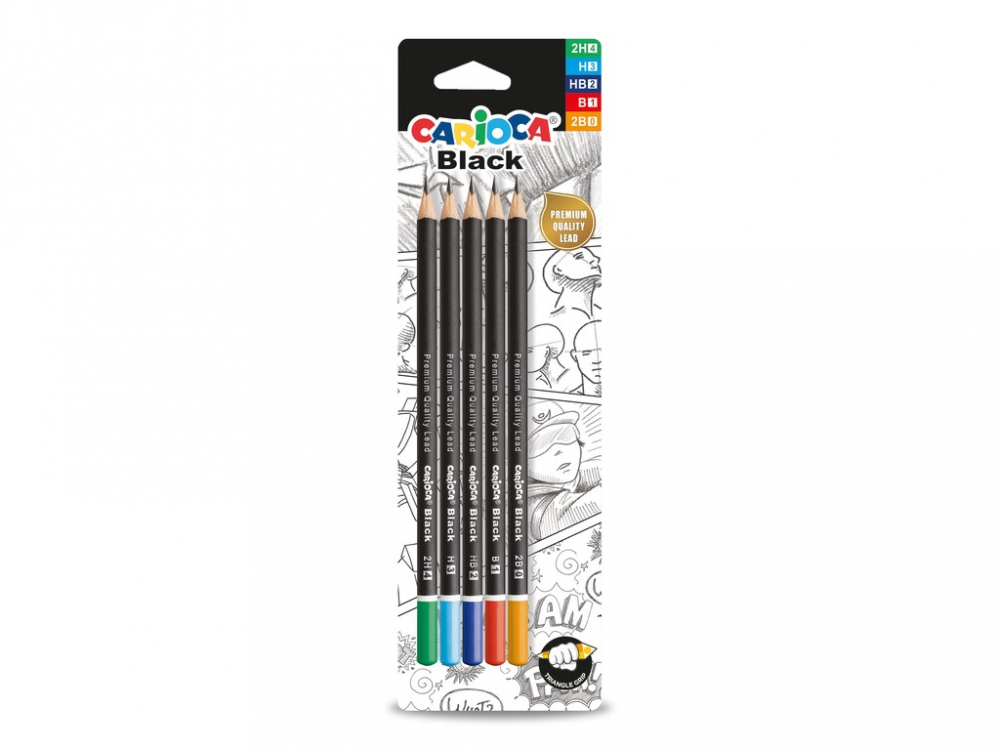 Set 5 creioane grafit CARIOCA Black