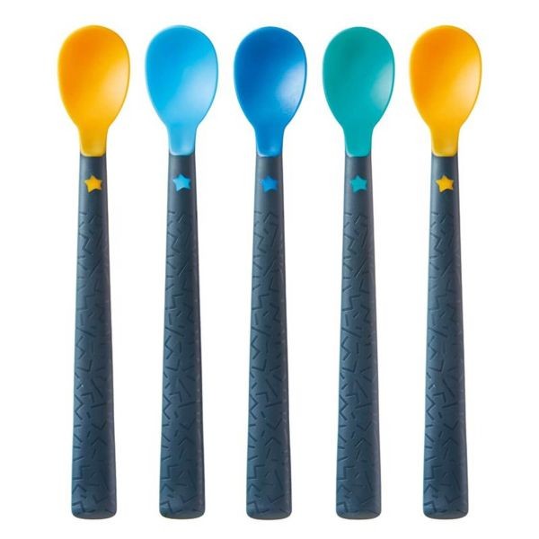 Set 5 linguri din silicon cu strat antibacterian Tommee Tippee 4 luni + - poza 1