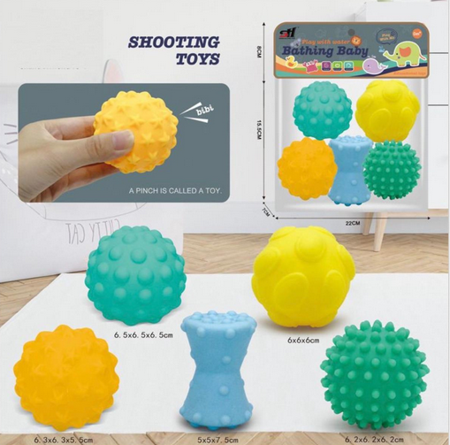 Set 5 mingi senzoriale pentru bebelusi - jucarii tactile pentru dezvoltare