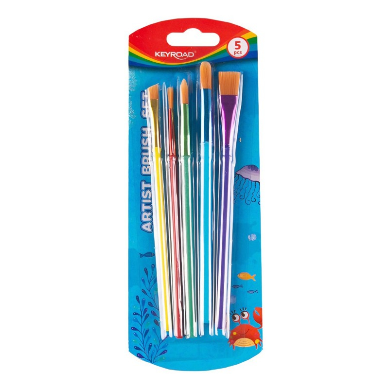 Set 5 pensule din par sintetic cu maner din plastic,diferite varfuri