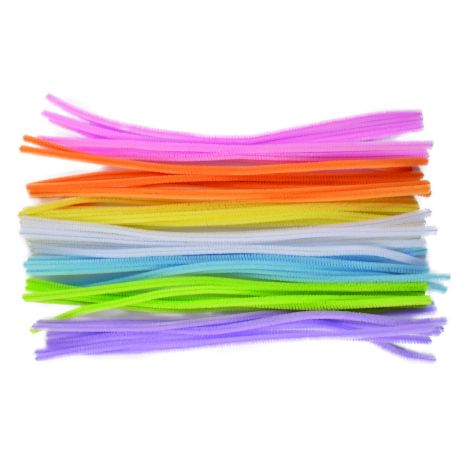 Set 50 bucati sarma plusata 6 mm diametru, 50 cm lungime, culori neon - poza 2