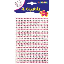 Set 525 Cristale autoadezive roz si argintiu