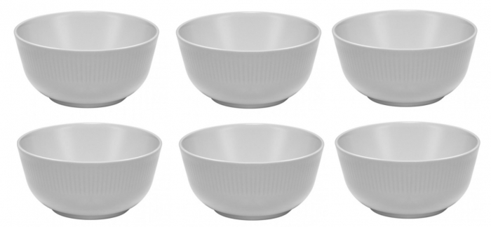Set 6 boluri pentru servire, Alb mat, Ceramica, 14 cm