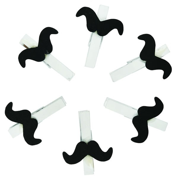 Set 6 carlige albe din lemn cu mustati negre 4.5cm