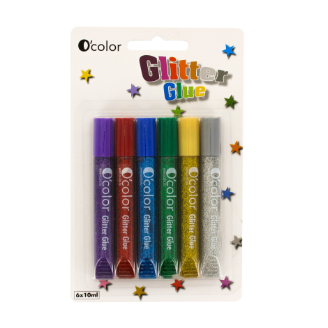 Set 6 flacoane lipici glitter colorat - poza 1
