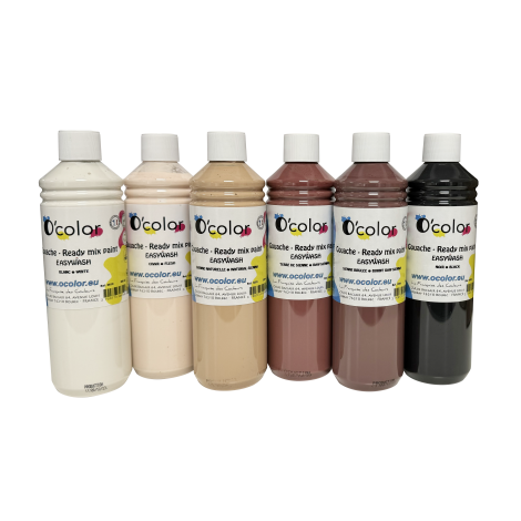 Set 6 guase a cate 500 ml fiecare pentru pictura, culorile pielii, nontoxice