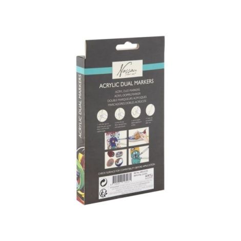 Set 6 markere acrilice, cu varf dublu, pentru toate suprafetele, Art Sensations, Nassau - poza 2